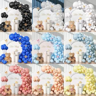 135 件/205 件/126 件白色、蓝色、绿色、银色、金色、橙色、紫色、肤色、棕色、黄色、玫瑰色、金沙色、白色、多色乳胶花环气球，适用于婚礼、生日、新娘送礼会、毕业典礼、单身派对装饰、性别揭示、派对装饰