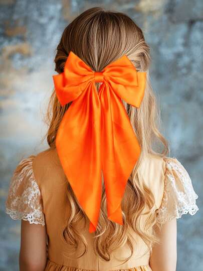 1 יחידת קשת שיער קשת אלגנטית קליפס שיער סרט שיער סיכת שיער כתום אביזר שיער ללבוש יומיומי