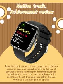 1 Đồng hồ thông minh dây đeo silicon màu đen dành cho thanh thiếu niên, màn hình cảm ứng TFT HD 1,83", nhiệt độ, thời tiết, Bluetooth, theo dõi thể thao, nhắc nhở cuộc gọi, phù hợp với iOS và Android - màu đen - Xem 5