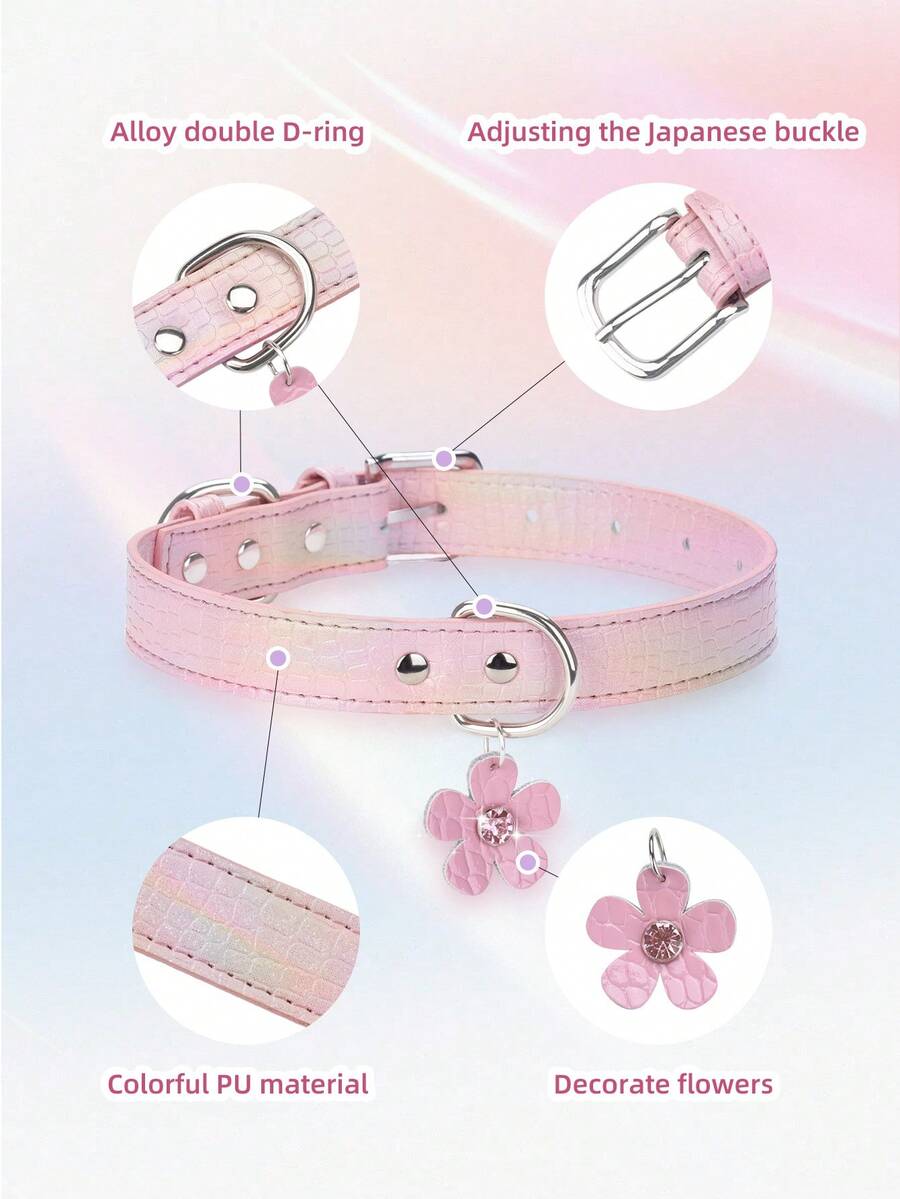 CP624 Fresh Colorful Crocodile Pattern PU Leather Dog Collar Shimmery