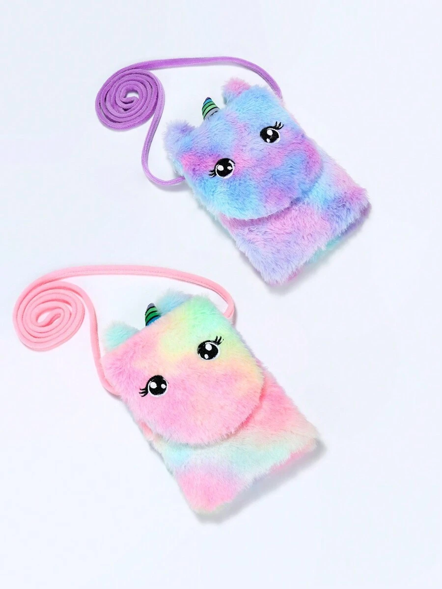 Ví đựng thẻ hình kỳ lân sang trọng có dây đeo màu nhuộm ngẫu nhiên, túi xách trẻ em, quà tặng Giáng sinh - Nhiều màu - Xem 1