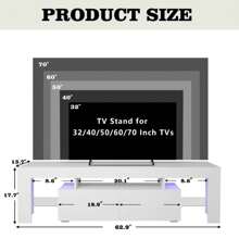 Furniwell TV Stand For TV Up To 70",Entertainment Center With LED Lights - trắng - Xem 7