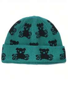 2024 秋冬可爱卡通熊针织帽，女士万圣节保暖护耳针织帽 - 彩色 - 查看 12