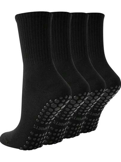2 pares de calcetines de pilates antideslizantes para mujer, calcetines de agarre de pilates con tracción, color negro, para gimnasio, otoño