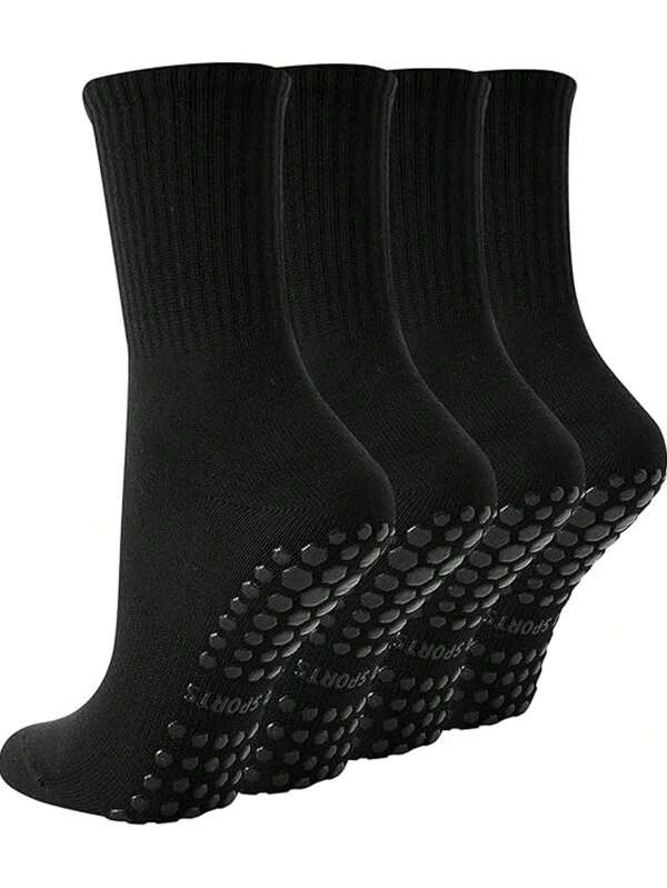 2 Pairs Non-Slip Pilates Socks For Women, Pilates Grip Socks With Traction, Black, Gym, Fall