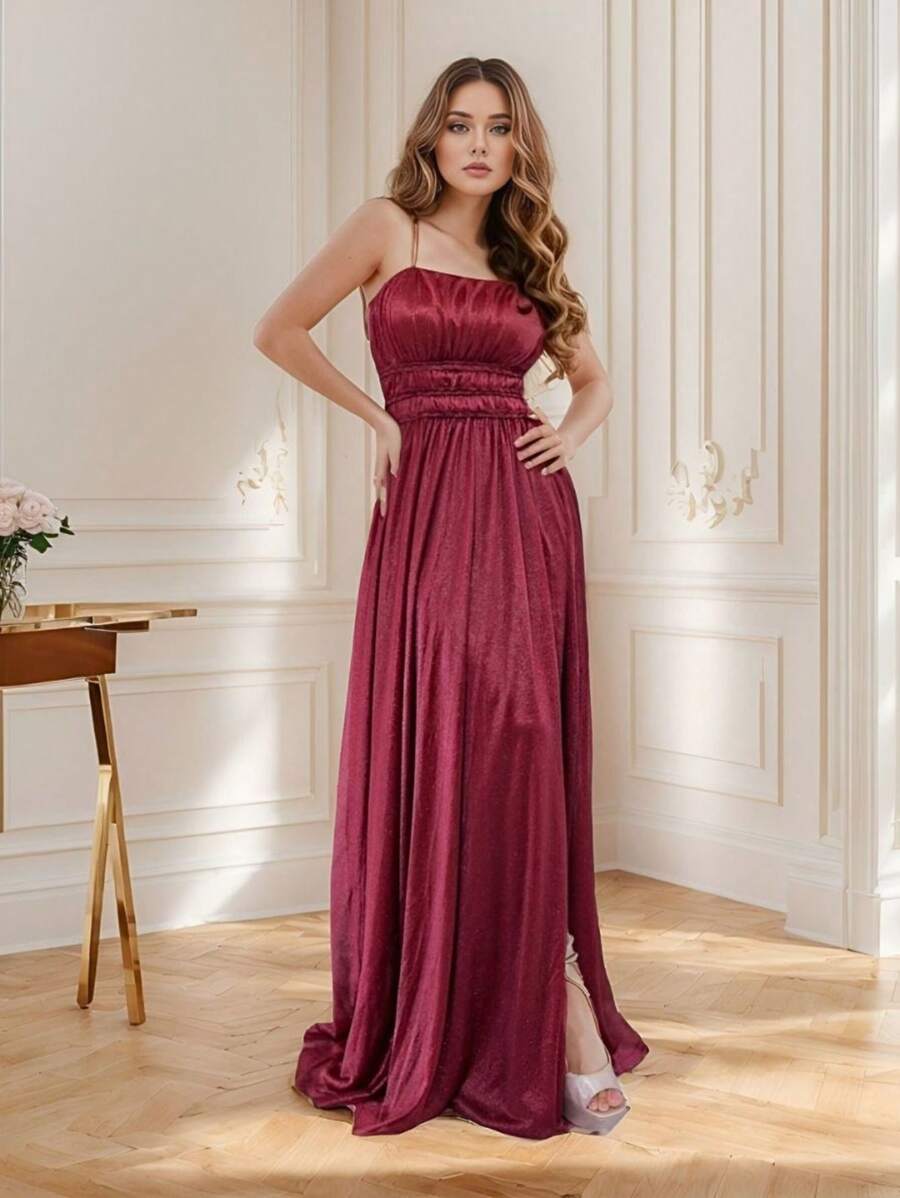 Women Party Dresses - Burgundy - View 1
