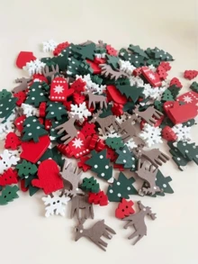 20/30/40/50 buc. nasturi din lemn pentru Crăciun, decorațiuni DIY asortate pentru confecționarea de felicitări, scrapbooking, decorare - modele mixte de fulgi de zăpadă, copaci, reni, mănuși