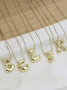 Venetian Letter Necklace 26 Letters European And American Popular Jewelry 18k Gold Plated Shiny Bubble Chunky Pendant - Vàng - Xem 3