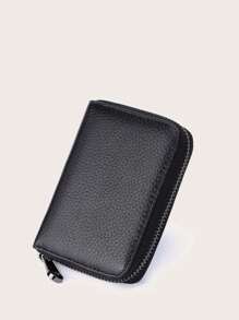 男士拉链式多卡位卡片收纳盒存储卡超薄轻便拉链便携式现金身份证卡片零钱袋生日礼物周年纪念情人节情侣大学生中学生男士礼品卡夹卡夹钱包名片夹信用卡夹照片卡夹男士迷你钱包卡片钱包 - 黑色 - 查看 6