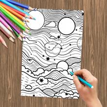 1pc 20-Page Abstract Space Scenes Coloring Book, Varied Patterns On Each Page - Multicolor - View 4