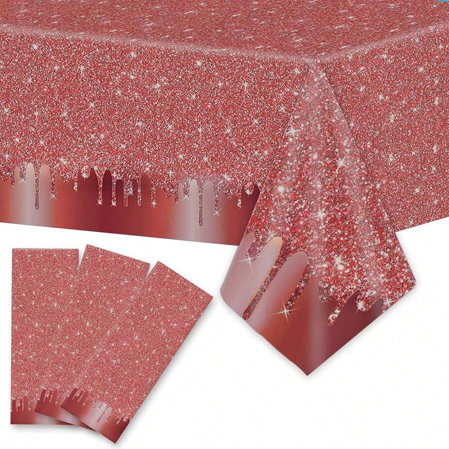 1 Pc Sparkling Diamond Rose Gold Tablecloth Table Cover For Wedding, Birthday,Baby Shower And Party Decoration(54*108inch)