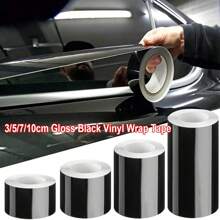 3/5/7/10 CM * 500CM Glossy Black Vinyl Wrap Strip, Self-Adhesive Universal Chrome Black Detailing Tape, Window Trim Film Tape Chrome Blackout Vinyl For Car Interior Hood Roof Pillar