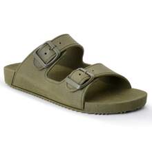 Birken Slide Two Buckles Injected Women's Flat Sandals - Army Green - View 2