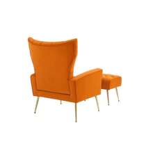 Velvet Accent Chair With Ottoman,Modern Accent Chairs With Armrests And Backrest , Accent Chairs Set Of 2 ,Single Sofa Chair For Living Room, Bedroom, Apartment, Office - Orange - View 11