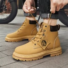 Men's Bestselling Autumn/Winter New High-Top Outdoor Boots, Work Boots, British Style Short Boots, Korean Version Versatile Thick Bottom Increase Height Boots, Fashion Shoes, Christmas, Thanksgiving, New Year Holiday Gift