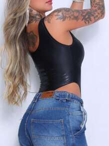 Bodysuit With A Scoop Neck In Cirre Summer 2024 - màu đen - Xem 3