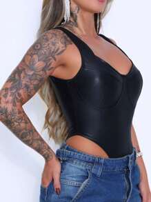 Bodysuit With A Scoop Neck In Cirre Summer 2024 - màu đen - Xem 2