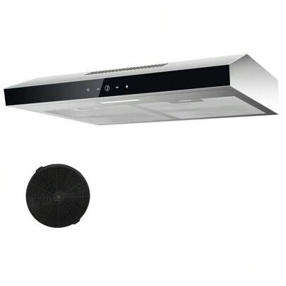  Campana extractora bajo encimera TopStrong 60 cm, recirculación/expulsión de aire, campana extractora con filtro de carbón activo, caudal de aire 201 m³/h, campana extractora de acero inoxidable, funcionamiento Soft Touch en 3 niveles