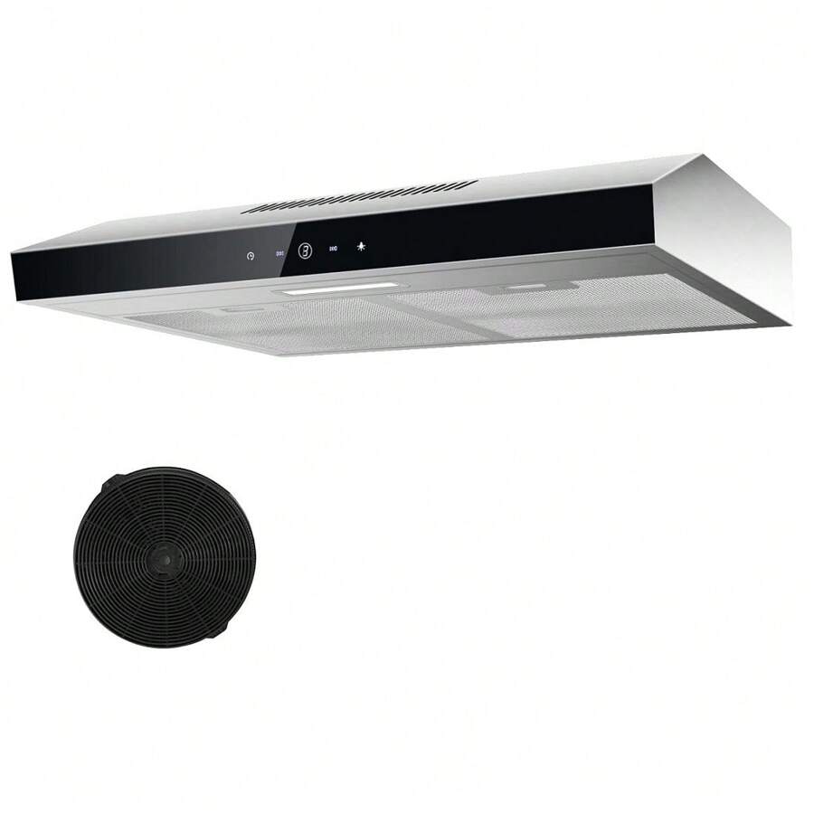 TopStrong Dunstabzugshaube 60cm, Unterbau Dunstabzugshaube 60cm, Umluft/Abluft, abzugshaube mit CF-K Aktivkohlefilter, 201 m³/h Luftstrom, Edelstahl Dunstabzug, 3 Stufen Soft Touch Steuerund [Energieklasse C]