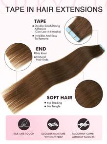 Extensiones de cabello humano con cinta de color negro natural 1b, 100% cabello humano invisible, 20 piezas de extensiones de cabello para mujeres - S4 - Ver 4