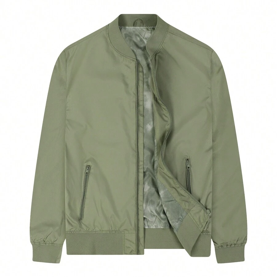 Men's Bomber Jacket Fashion Stylish Lightweight Windbreaker Spring Fall Casual Jackets For Men - Olive Green - View 1
