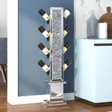 Modern Floor Wine Racks Freestanding, Decorative Home Furniture Filled With Crushed Crystals, Hold For 8 Bottles