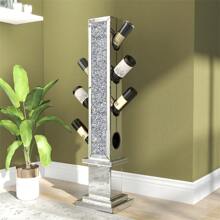 Modern Floor Wine Racks Freestanding, Decorative Home Furniture Filled With Crushed Crystals, Hold For 8 Bottles