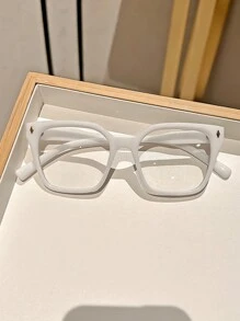 1 对经典复古方形框架装饰透明镜片女士眼镜，带光学清晰度选项万圣节 - 無色 - 查看 9