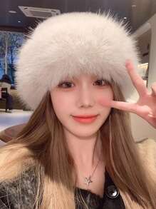 Warmer Fleece Ohrenschutz Fischerhut, Winter Winddichter Angelcap, modischer dicker einfarbiger lässiger eleganter bohemian Vintage Street-Style PET (Polyester) flauschiger Rand Warmer Winddichter Hut, Herbst Winter Halloween Halloween Deko