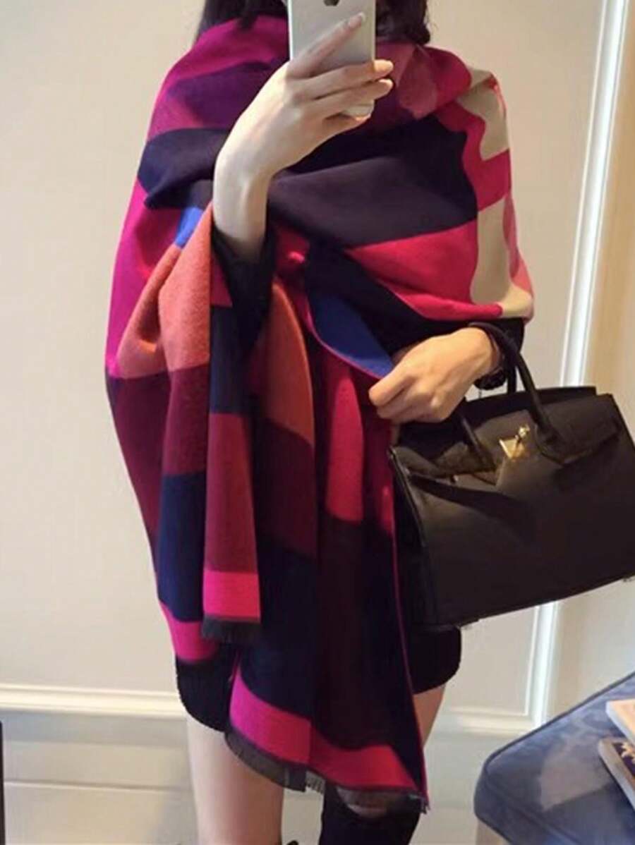 Sciarpa/scialle foderato in finta cashmere extra spessa e extra lunga 2-in-1 per donne, adatta per l'autunno e l'inverno