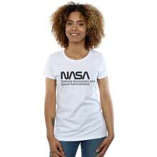 Camiseta con logo de la NASA para adultos unisex (blanco/negro) - Negro - Ver 2