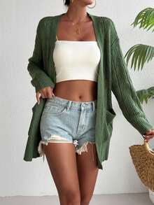 New Fashion Elegant Casual Ladies Knitted Cardigan - Green - View 5
