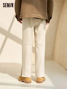 SEMIR Men's Winter Waterproof Oil-Proof Loose Straight Leg Pants - Khaki - View 2