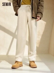 SEMIR Men's Winter Waterproof Oil-Proof Loose Straight Leg Pants - Khaki - View 3