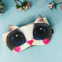 1pc Breathable Plush Eye Mask Sleep Special Cute Cartoon Eye Mask,School,Back To School,Travel,Travel Essentials,Home Essentials,Eye Mask,Sleep Mask - Black - View 8