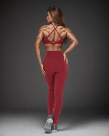 Women Sports Leggings - 酒紅色 - 查看 2
