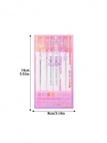 1 Box Of 6pcs Creative Dual-Tip Magic Color Changing Fluorescent Highlighter Pens For Students To Color And Doodle, Color Changing Dual-Tip Overlay - Multicolor - View 4