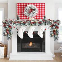 1pc/3pcs 6.23ft/75inch Home Decor Artificial Christmas Pine Tree Garland, Christmas Room Decoration Artificial Pine Cone Vines, Ation UV Protection Hanging Artificial Pine Tree Garland Vines, Christmas Home Decor, Winter Green Garland Holiday Season Mantel Table Runner Centerpiece Christmas Decorations