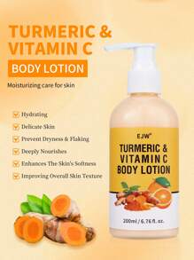 Loção Corporal de Cúrcuma e Vitamina C - Clareia e Uniformiza o Tom da Pele, Hidrata e Suaviza a Pele Seca, Nutre o Corpo, Hidrata e Deixa a Pele Macia e Sedosa
