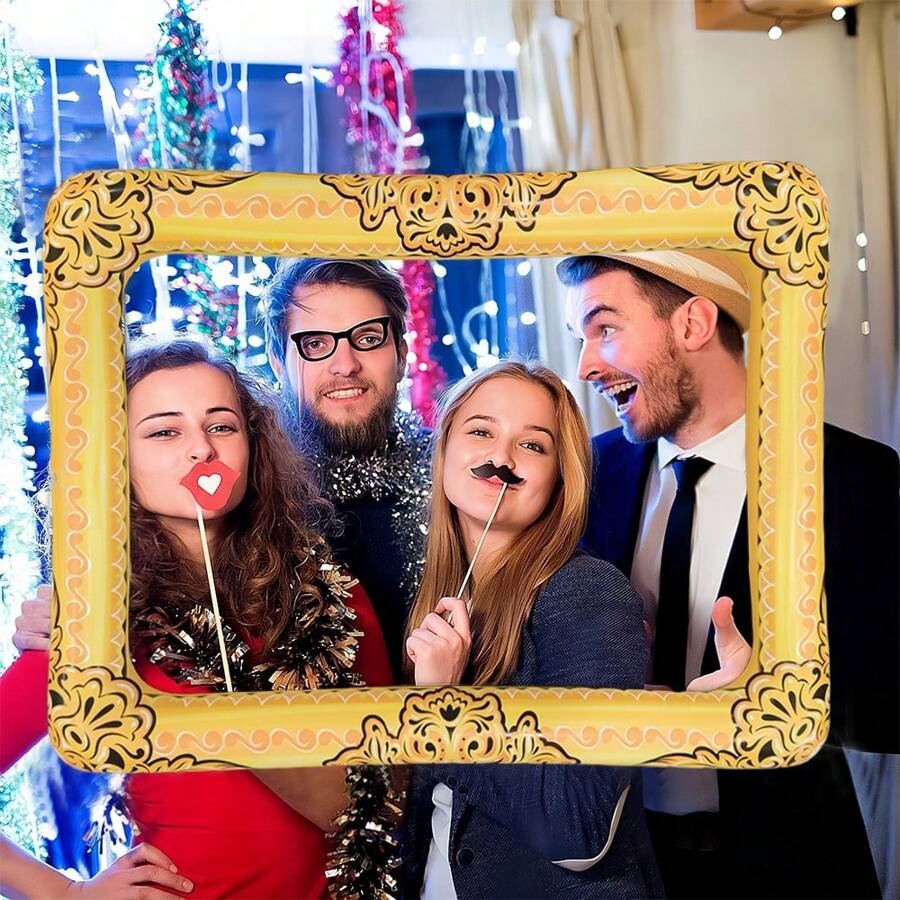 1pc Inflatable Gold Photo Frame, 60 X 80 Cm, Funny Inflatable Toy Suitable For Party And Gathering