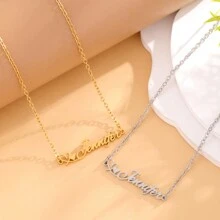 1 chiếc vòng cổ tên trái tim đôi tùy chỉnh - Thiết kế chữ cái tinh tế với trái tim rỗng và trái tim rắn, phong cách tối giản cổ điển, chất liệu thép không gỉ mạ vàng 18K, hoàn hảo để đeo hàng ngày, thể hiện sự cá nhân hóa độc đáo và dịu dàng, thích hợp cho các cặp đôi, bạn bè và người thân yêu, món quà lý tưởng cho Halloween, Ngày lễ tình nhân, Giáng sinh, Ngày của mẹ, sinh nhật và năm mới, thời trang và lãng mạn - Màu bạc - Bạc - Xem 4