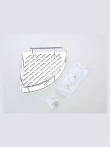 No Drill Bathroom Organizer Rack, Wall-Mounted Multi-Tier Triangle Storage Shelf - Silver - View 4