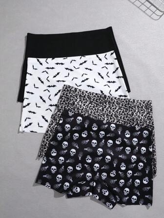 4 条装哥特式印花高腰舒适女式运动三角裤