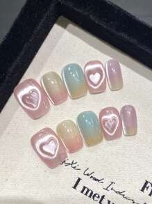 Instantly Enhance Your Style With This 10 Pcs Short SquareMilky White French Style Five-Pointed Star Rhinestone Nail Art Set. The Set Is Reusable And Comes With 1pc JellyGlue And 1pc Nail File.Suitable For Daily Wear, Travel. And Leisure Activities. Press On Nails Nail Supplies - Baby Pink - View 13