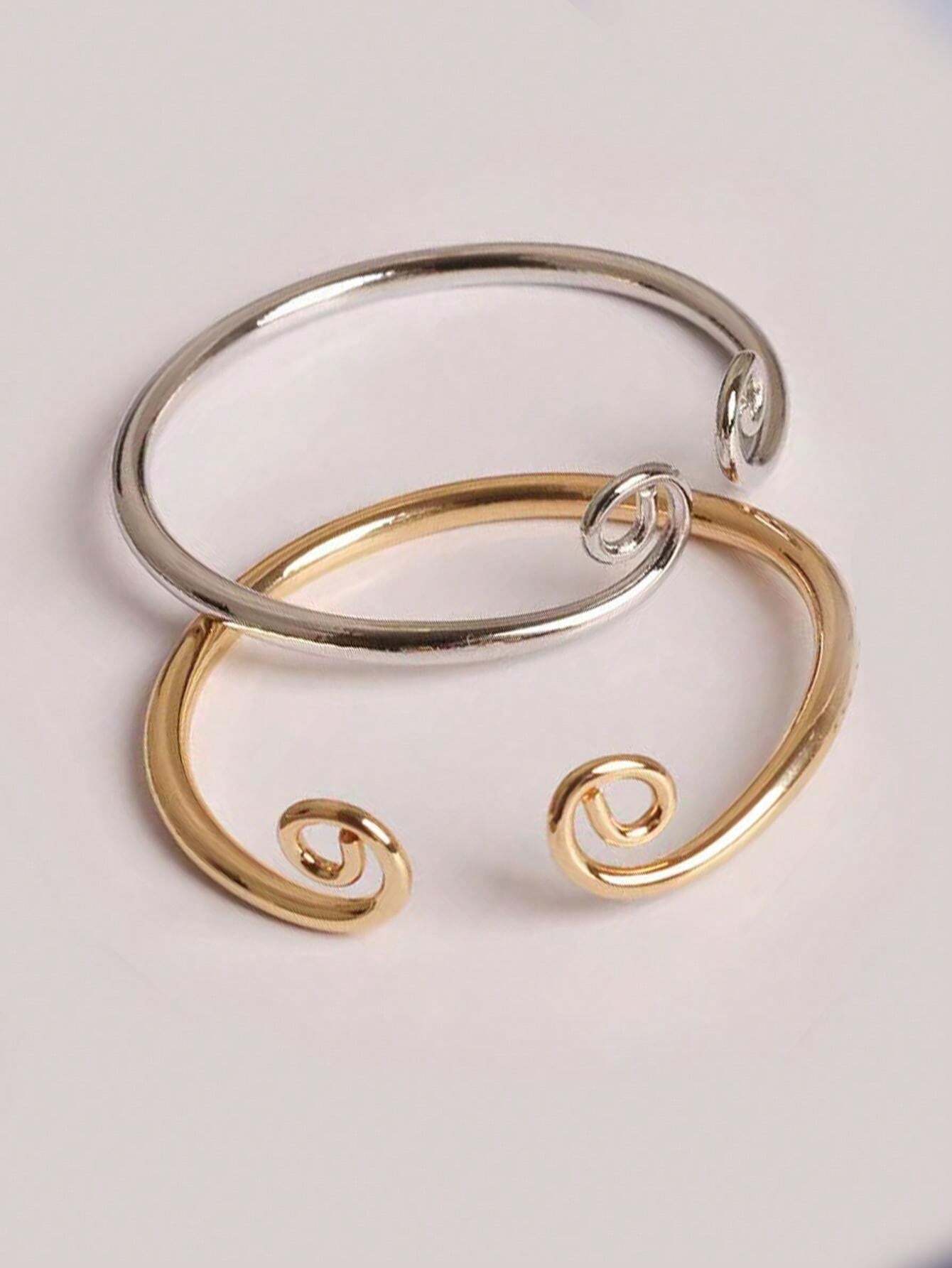 6 Braccialetti Semplici Regolabili - Oro E Argento - Materiale Lega Per Fai Da Te Gioielli - Donna - Foto 10