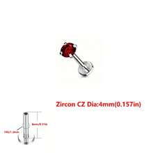ADYJELY 1/5pcs Stainless Steel Hypoallergenic Inlaid Transparent CZ Lip Nails Nose Rings Studs 16G Internally Threaded Labret Medusa Lip Studs Conch Tragus Earrings Studs Red Pink Blue Black 3mm 4mm 5mm Piercing Jewelry Decoration For Women And Men
