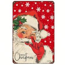 1 pieza Letrero de hojalata de estilo retro con diseño navideño de Santa Claus, decoración de pared, estilo rústico, para el hogar, bar, mejor regalo, decoración interior y exterior