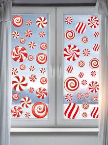 2 款各式圣诞窗贴，彩色圣诞糖果装饰贴纸，适用于卧室窗户、衣柜装饰 - 彩色 - 查看 2