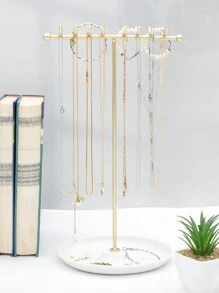 1 Pc T-Shaped Hanging Jewelry Stand, Gold And Black, 19 Cm Wide And 32 Cm High, Suitable For Organizing And Storing Necklaces, Earrings, Bracelets, Watches, Jewelry And Other Items, A Valentine's Day Gift - Multicolor - View 12