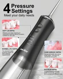 Electric Oral Irrigator, Portable Water Flosser, Multiple Cleaning Modes, 280ML Water Tank, With 6 Different Functional Nozzles, Effectively Removing Food Residue , Improving Oral Health - 黑色 - 查看 3